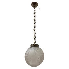 Muller Frères Luneville  Art Deco Pendant with Original Birds Shade, 1930s