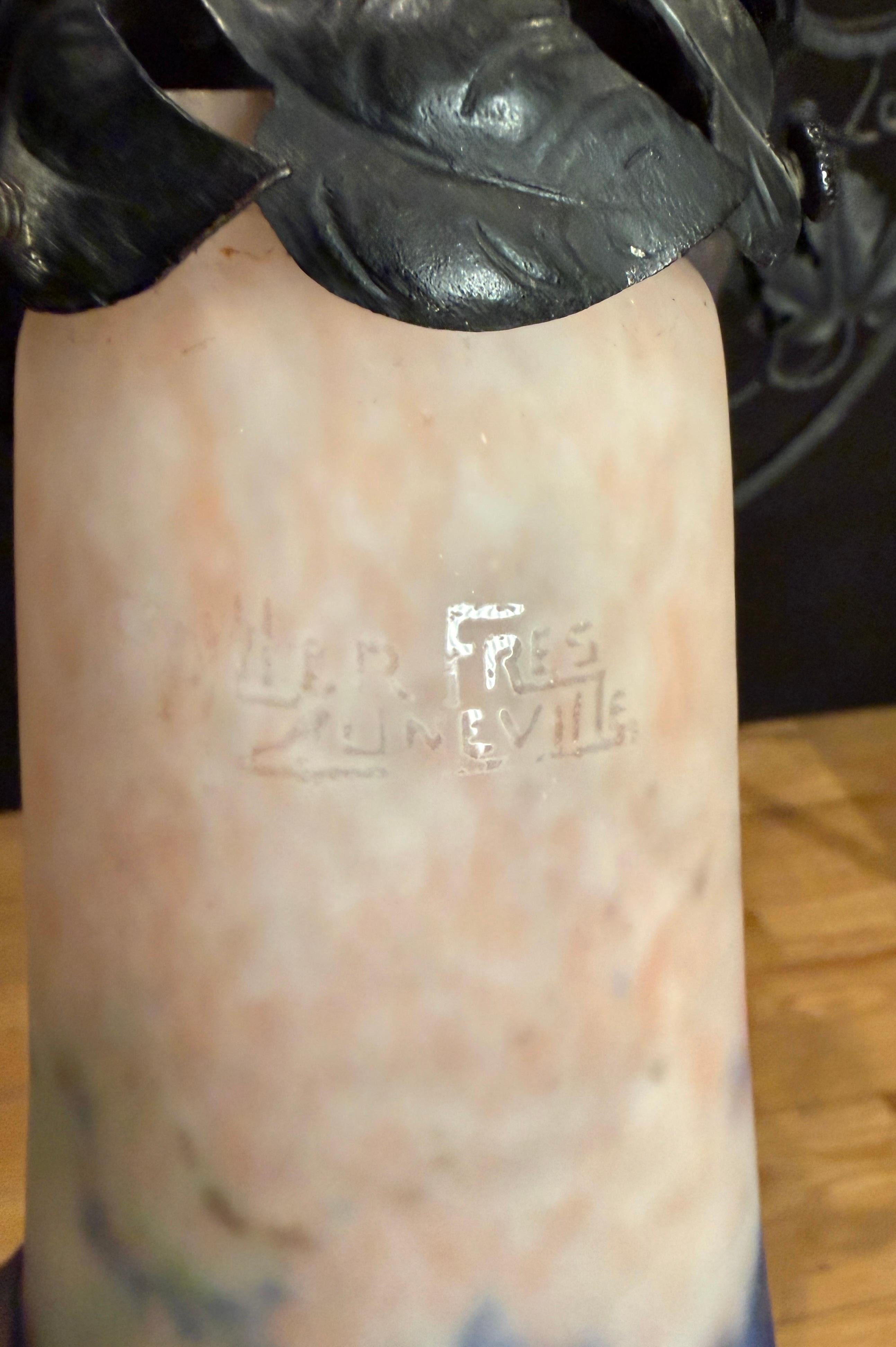 Muller Frères Luneville Art Nouveau Chandelier, Signed en venta 1