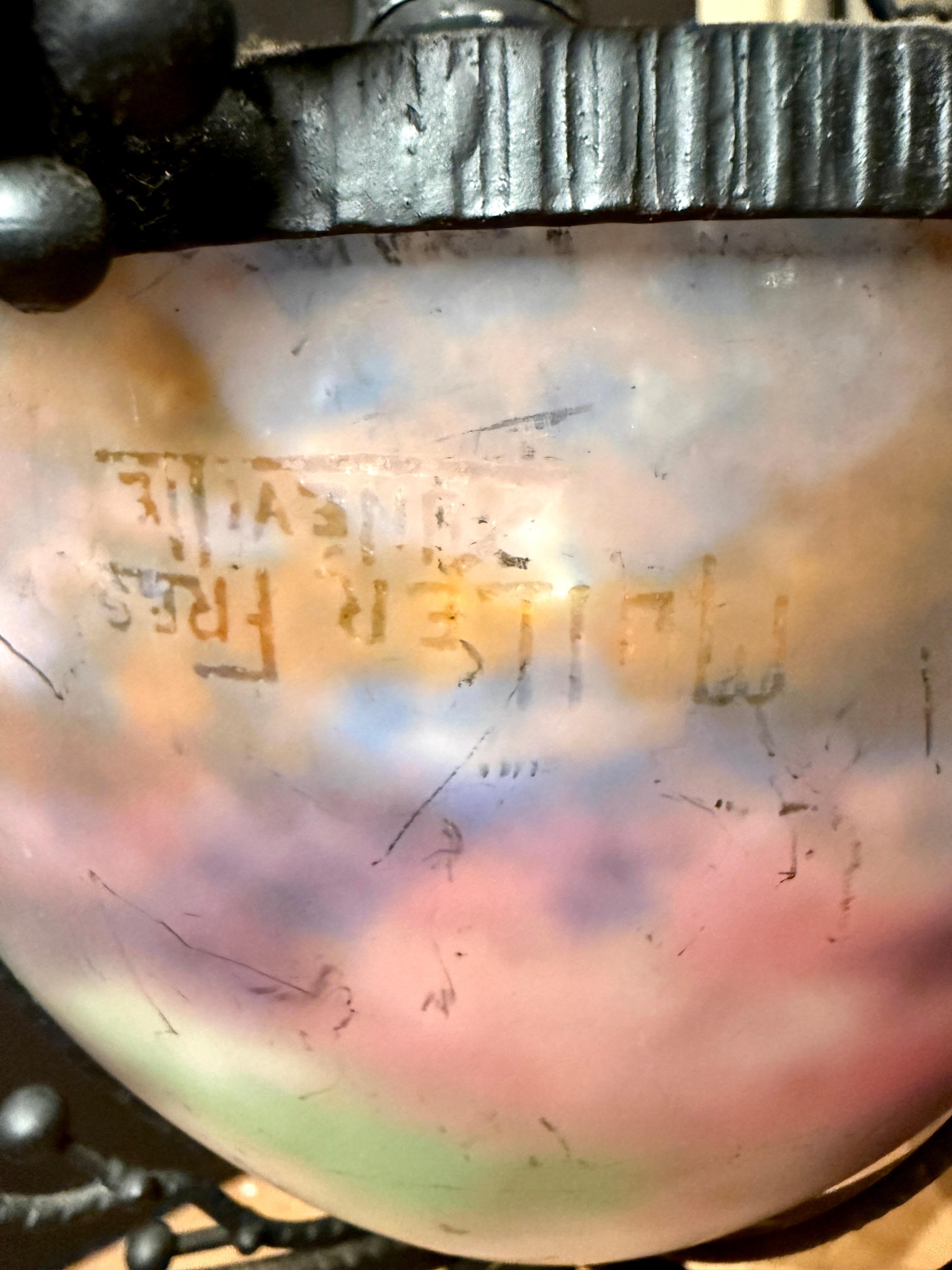 Muller Frères Luneville Art Nouveau Chandelier, Signed en venta 2