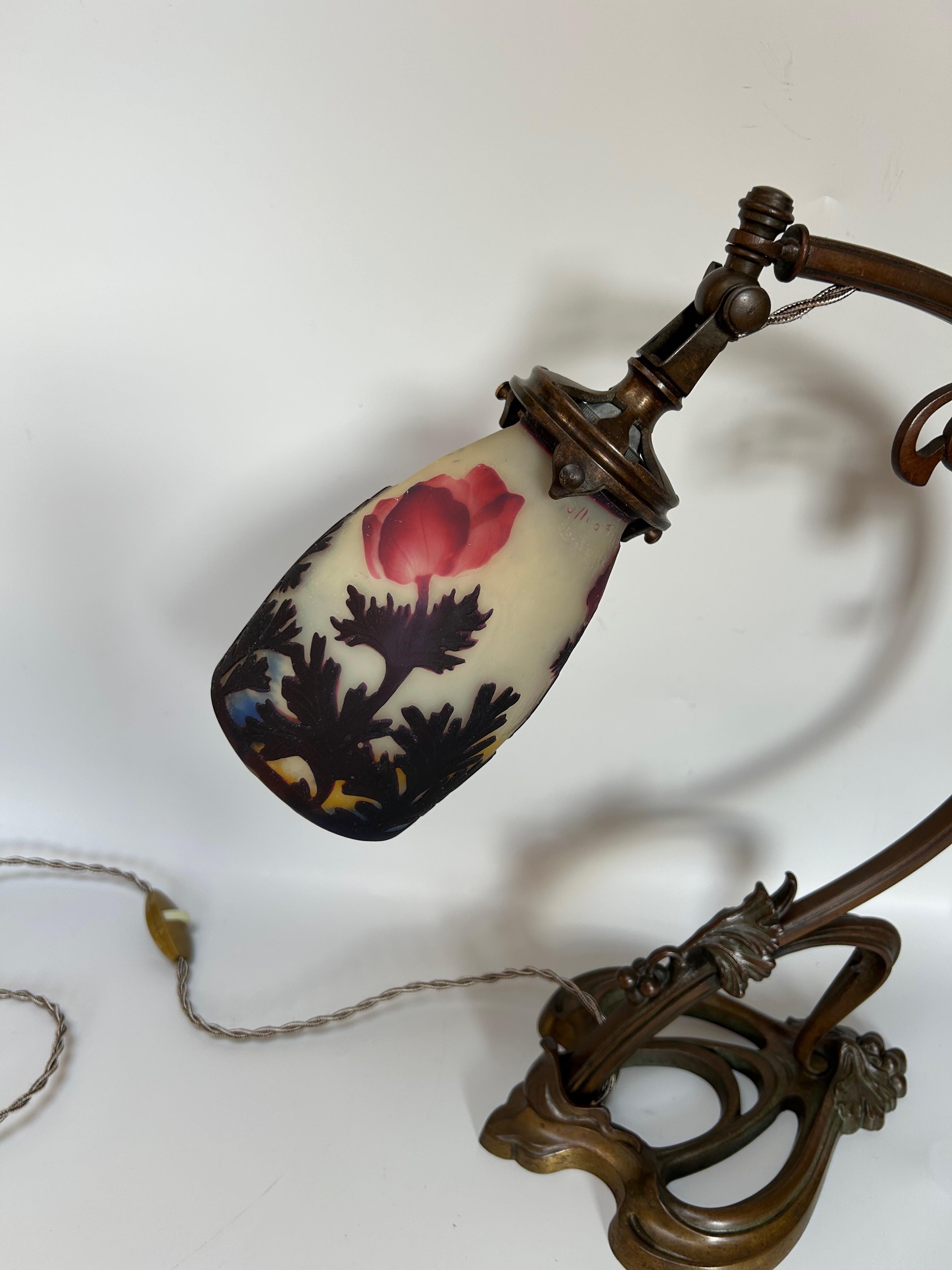 Bronze Muller Frères Luneville Art Nouveau Lamp For Sale