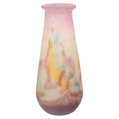 Muller Frères, Luneville. Cylindrical vase in multicolored opalescent glass.