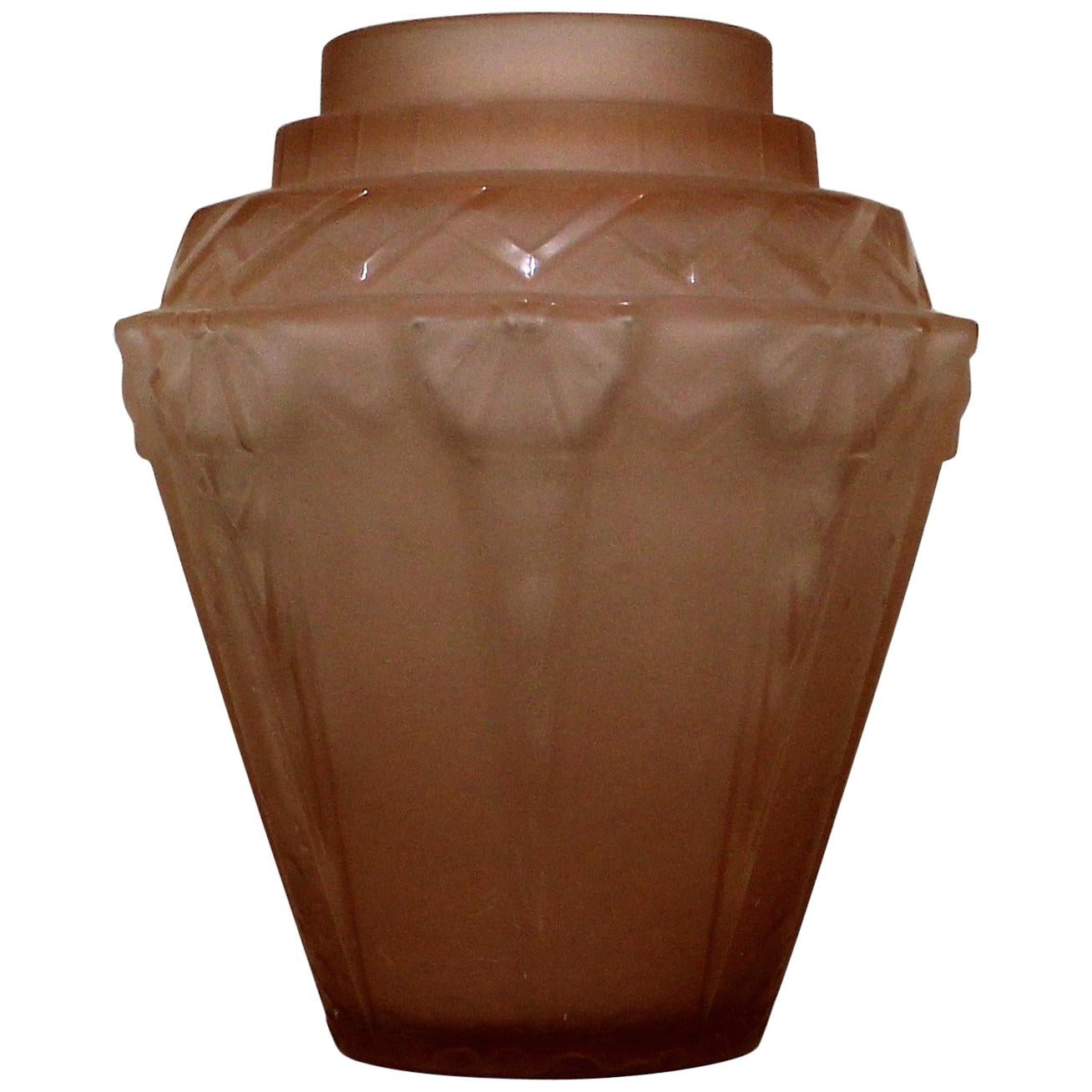 Muller Freres Luneville French Art Deco Glass Vase For Sale