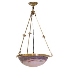 Muller Frères Lunéville Signed Art Deco Pat De Verre Plafonnier Ceiling Light
