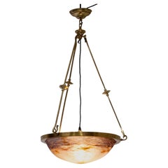 Muller Frères Lunéville Signed Art Deco Pat De Verre Plafonnier Ceiling Light
