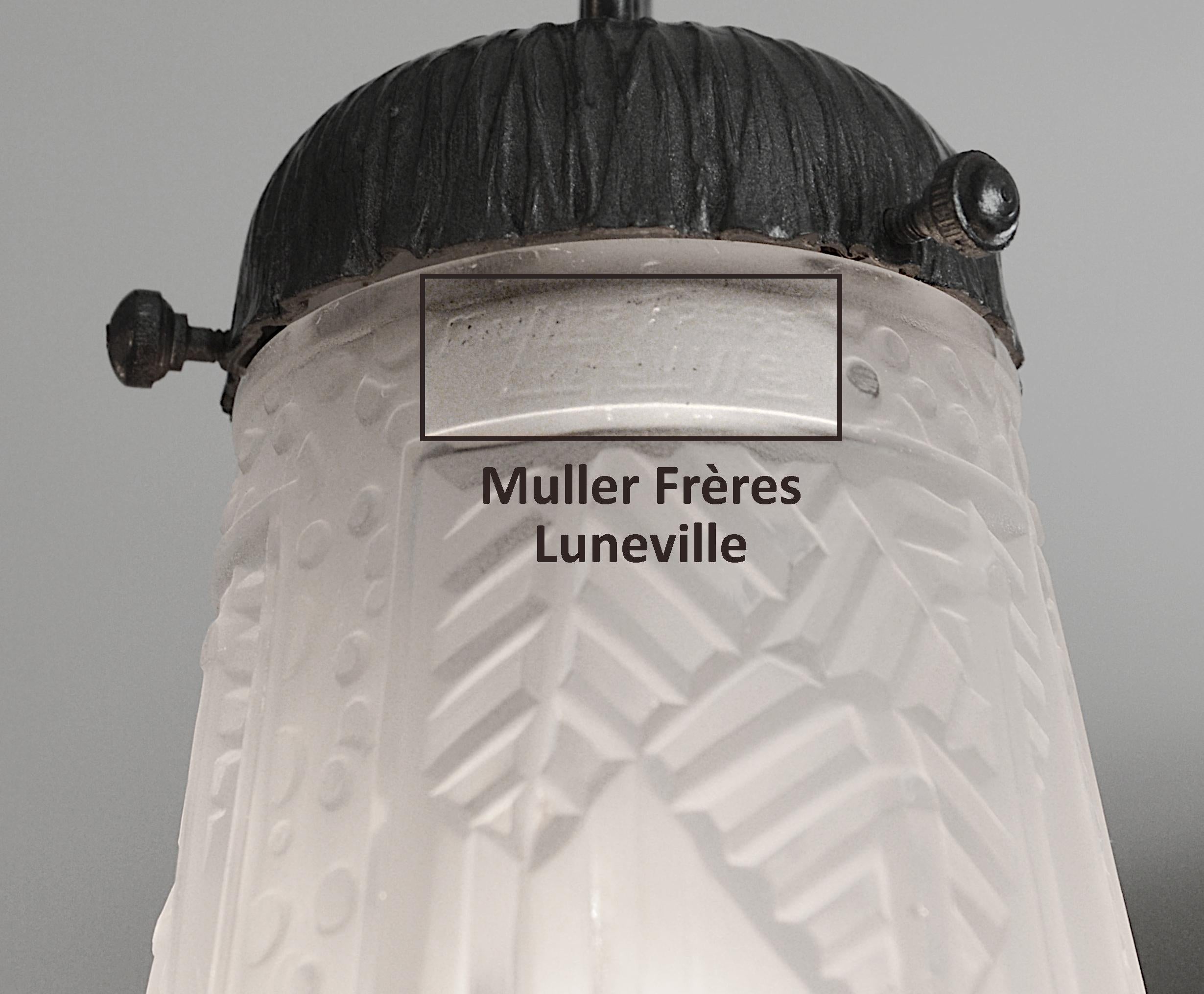 Muller Freres Marcel Vasseur Fag, Französischer Art-déco-Kronleuchter, 1925 im Angebot 4