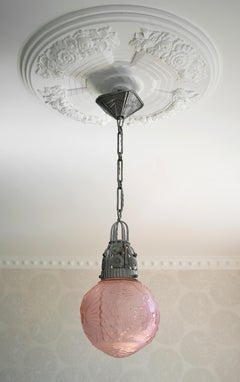 MULLER FRERES / Marcel VASSEUR Französischer Art déco-Kronleuchter mit Anhänger, 1920