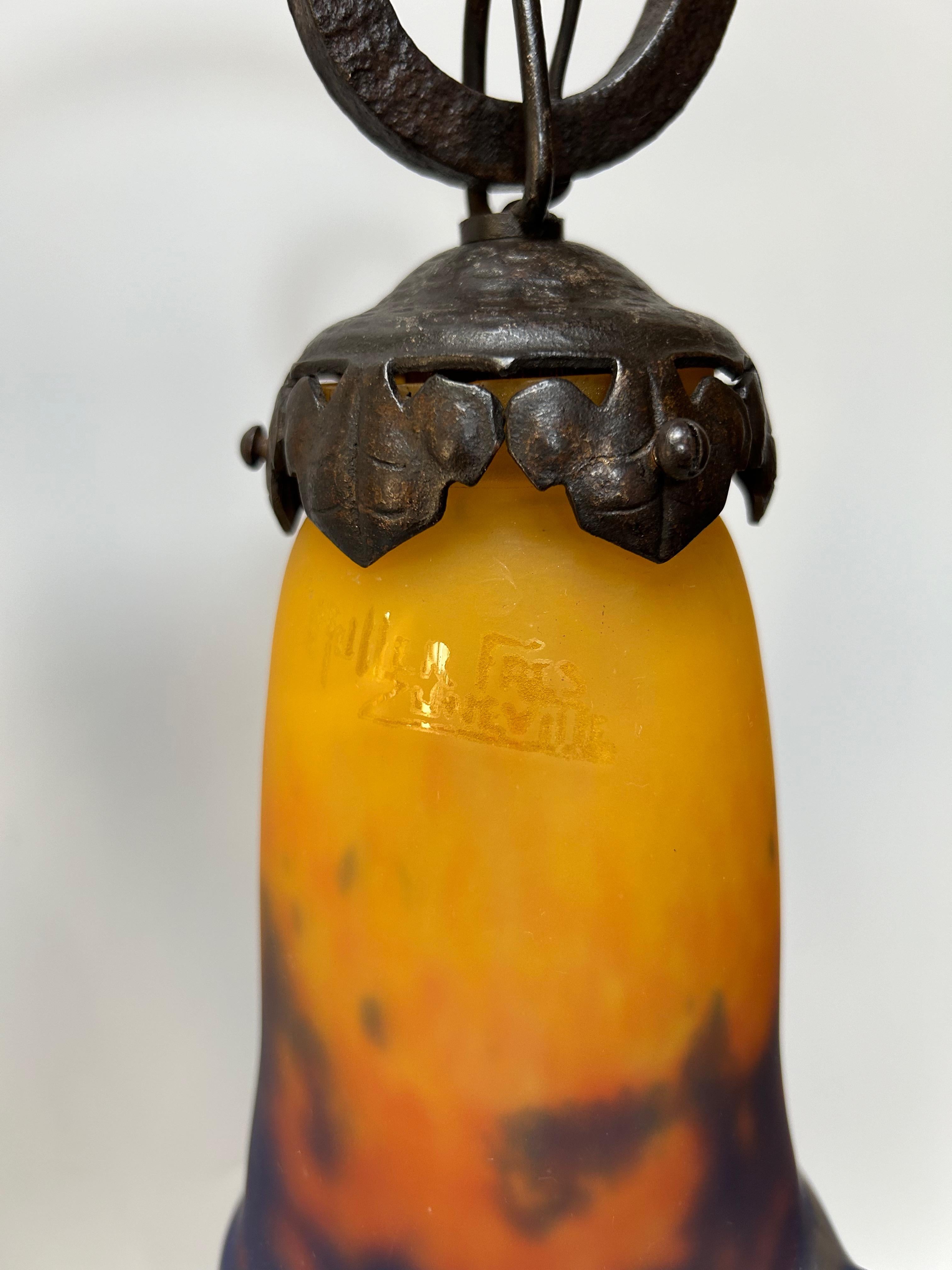 Inizio XX secolo Muller Frères Coppia di lampade Doble Tulips in stile Art Déco in vendita