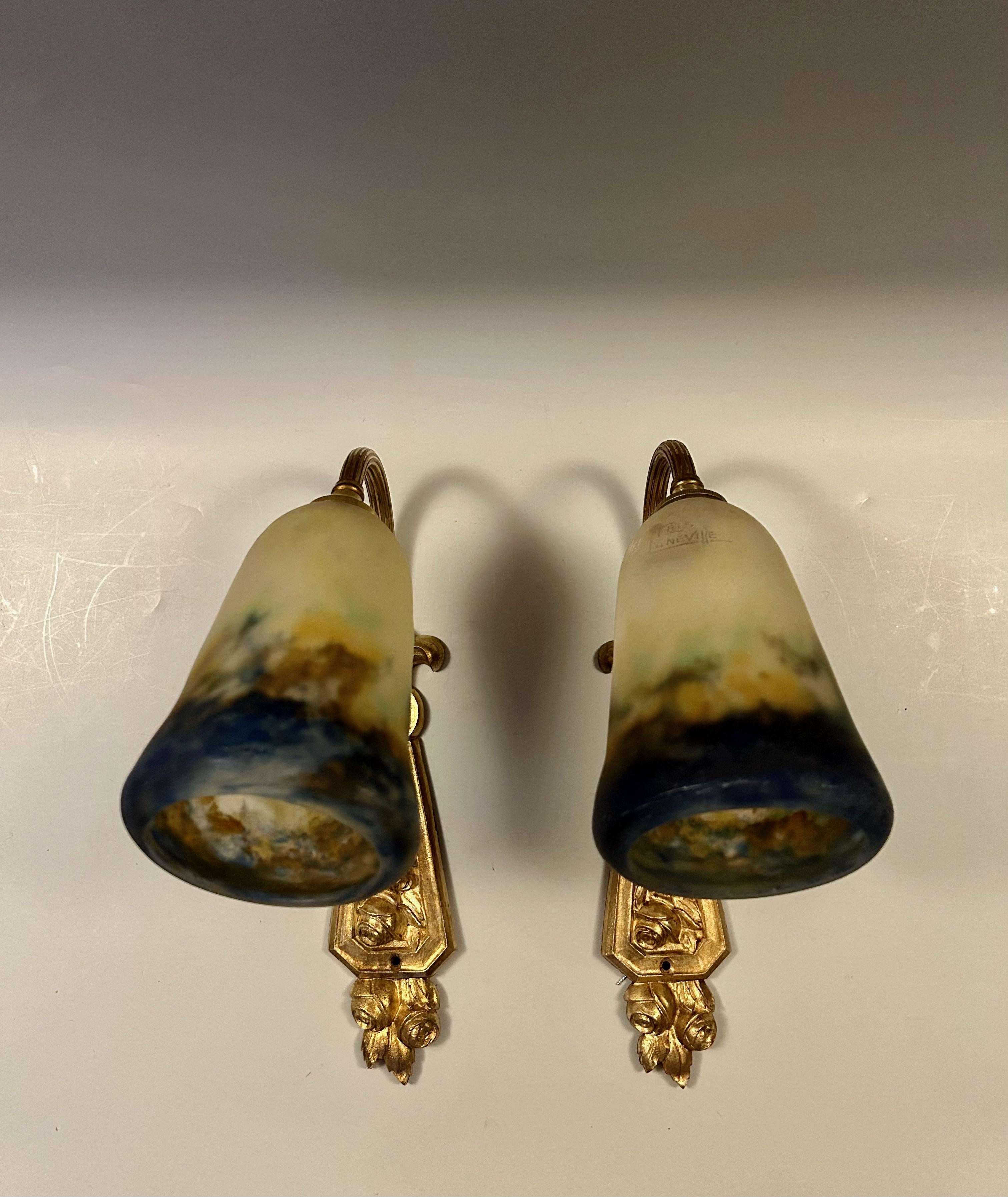 Muller Frères Coppia di lampade da parete in stile Art Déco in vendita 5