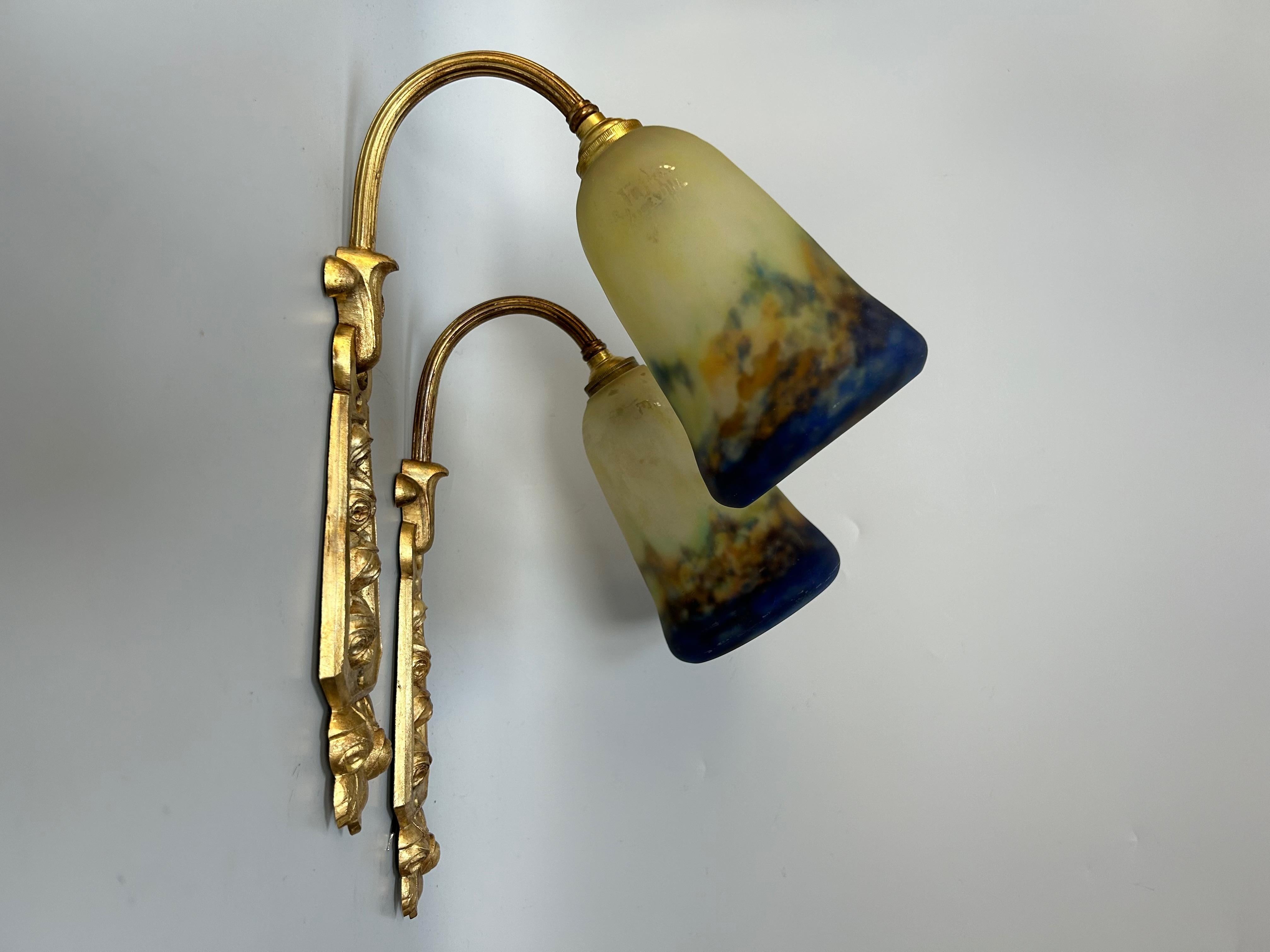 Muller Frères Coppia di lampade da parete in stile Art Déco in vendita 1