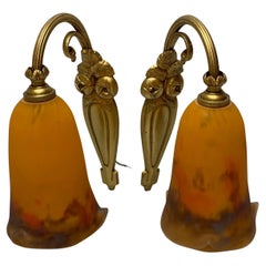 Antique Muller Frères Pair of Art Deco Wall Lights
