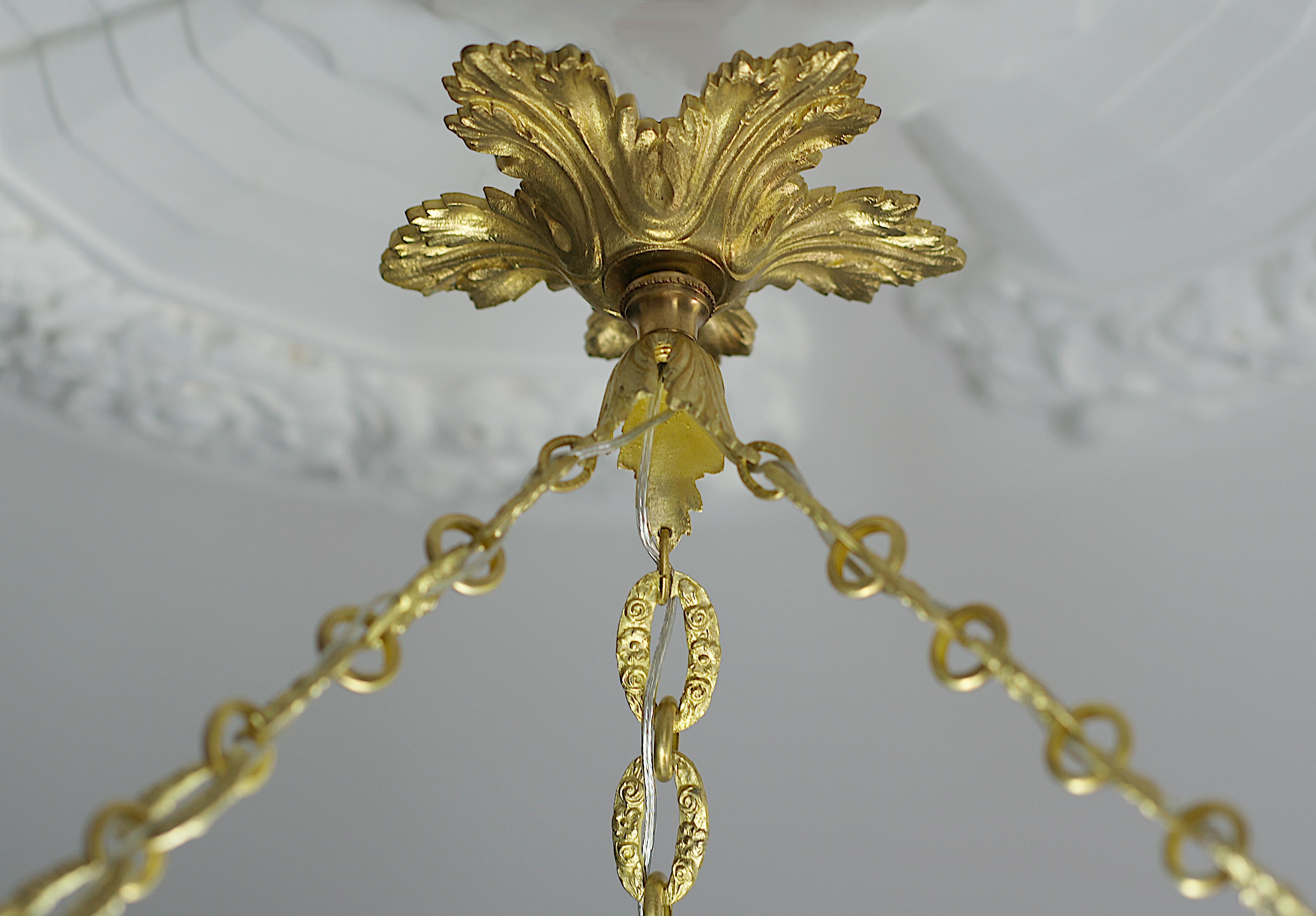 Early 20th Century Muller Freres & Petitot French Art Deco Chandelier, 1920 For Sale