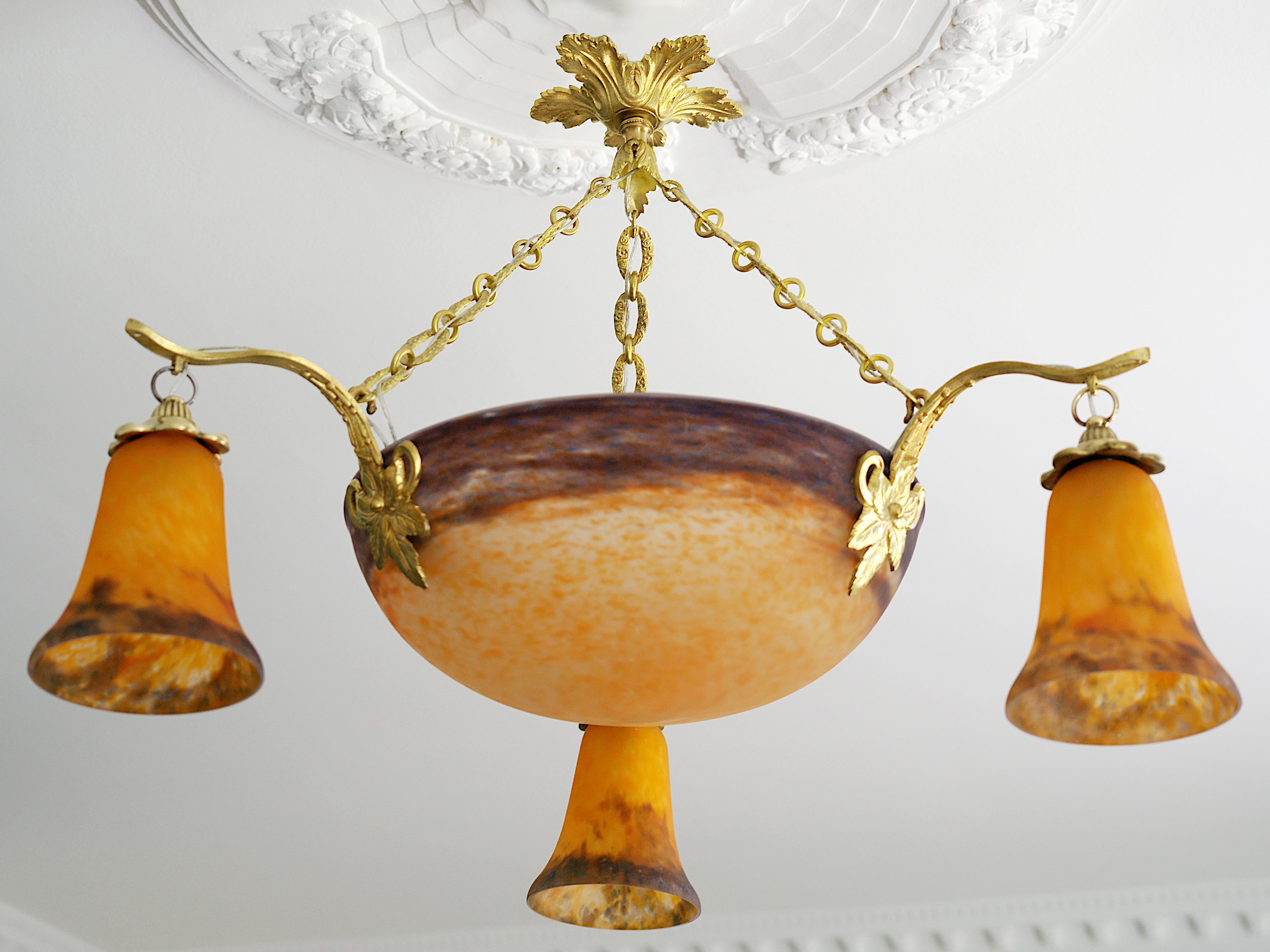 Muller Freres & Petitot French Art Deco Chandelier, 1920s For Sale 6