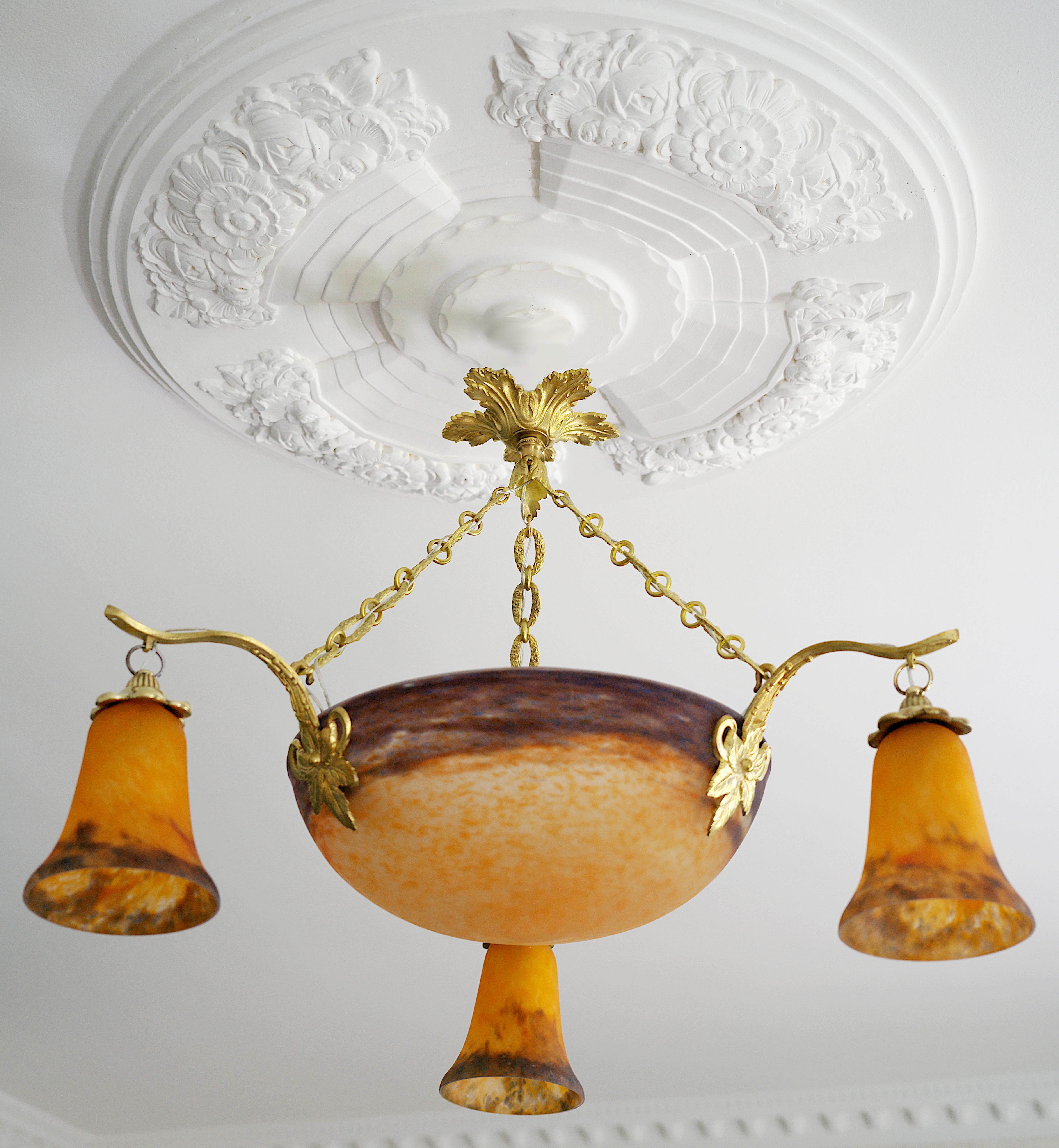 Muller Freres & Petitot French Art Deco Chandelier, 1920s For Sale 1
