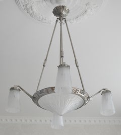 Muller Freres & Pierre Maynadier Araña francesa Art Déco de bronce, 1925