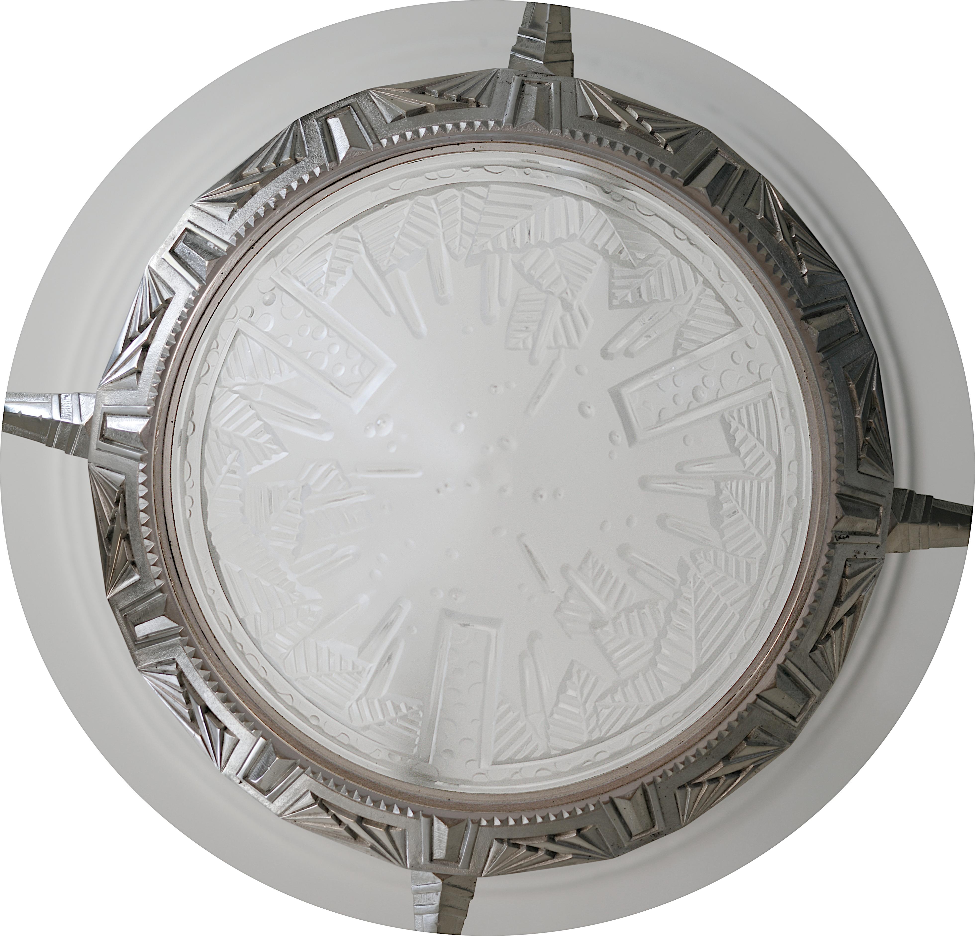 Début du 20ème siècle Lustre Art déco français Muller Freres & Pierre Maynadier, 1925