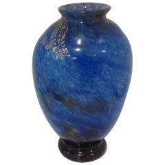 Muller Freres Signed Large Vibrant Blue Vase