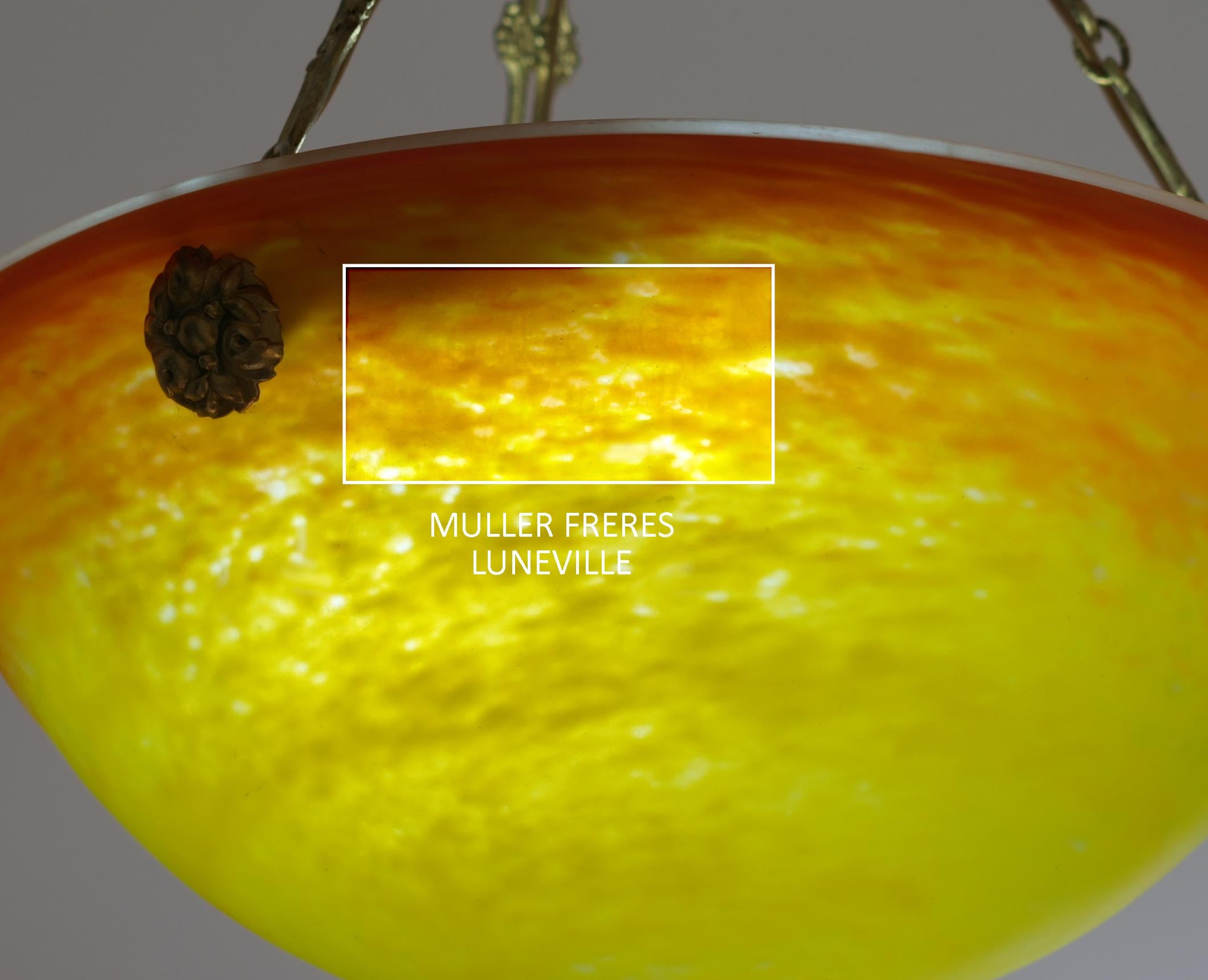 Lampadario a sospensione Muller Freres Sunrise, 1920 in vendita 4