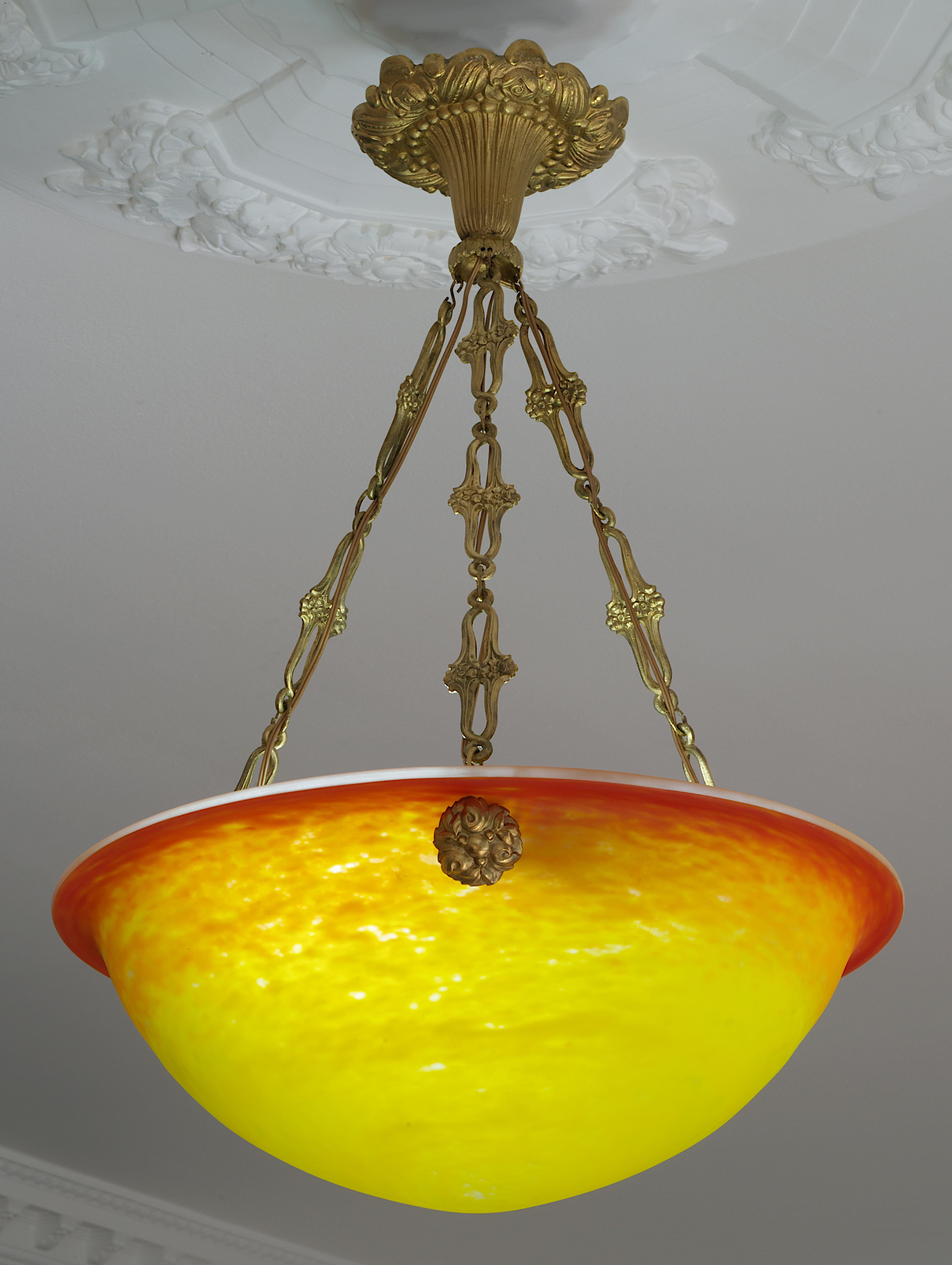 Lampadario a sospensione Muller Freres Sunrise, 1920 in vendita 1
