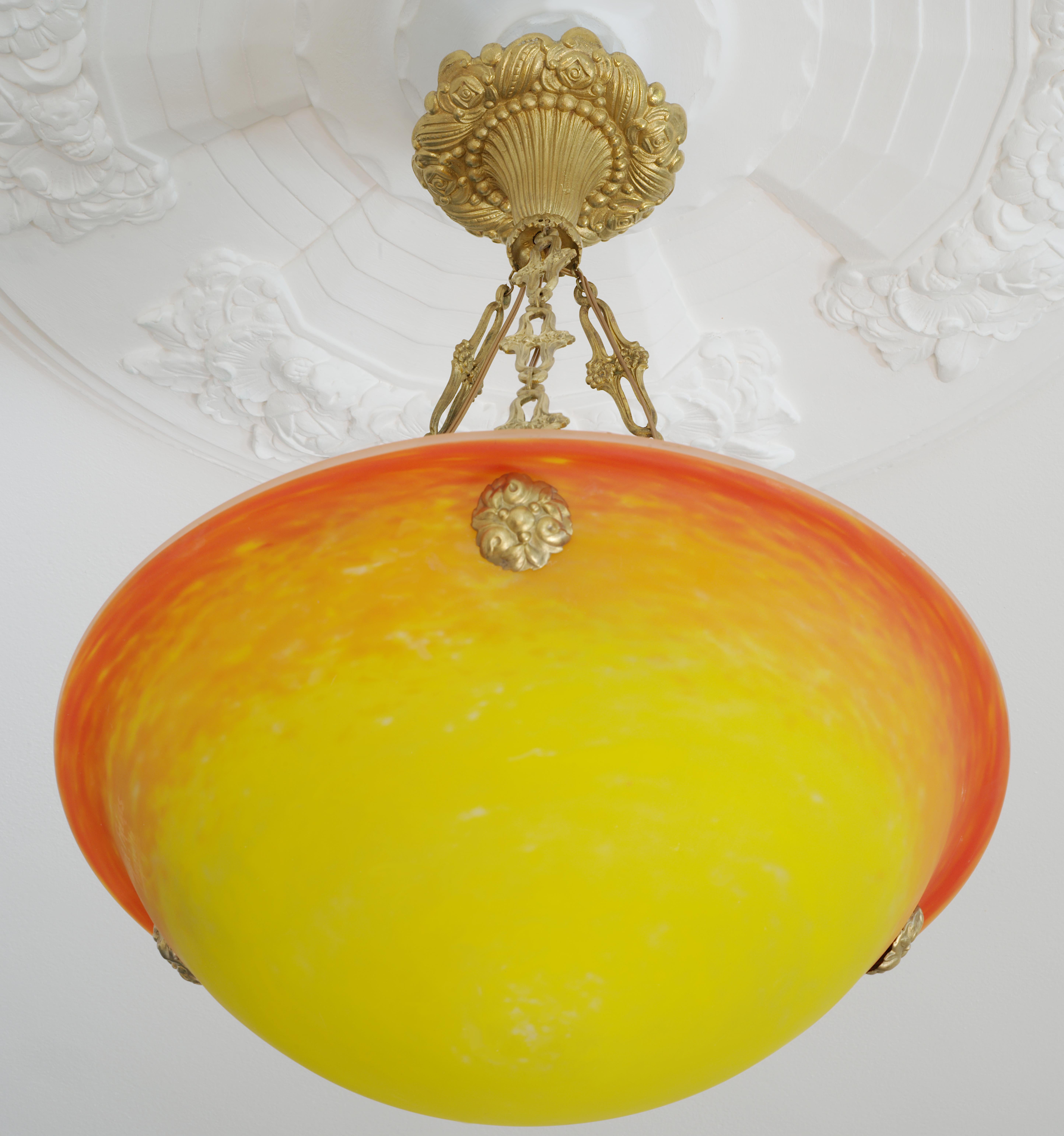 Lampadario a sospensione Muller Freres Sunrise, 1920 in vendita 2