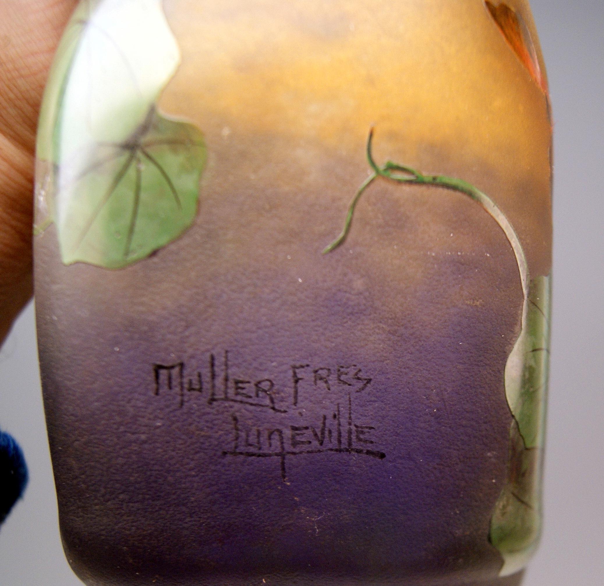 Vase Muller Frères Art Nouveau Capucine Croismare Lunéville France 1919-25 2