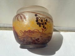 Muller Freres vase/ bowl cameo etched enamel acid glass .