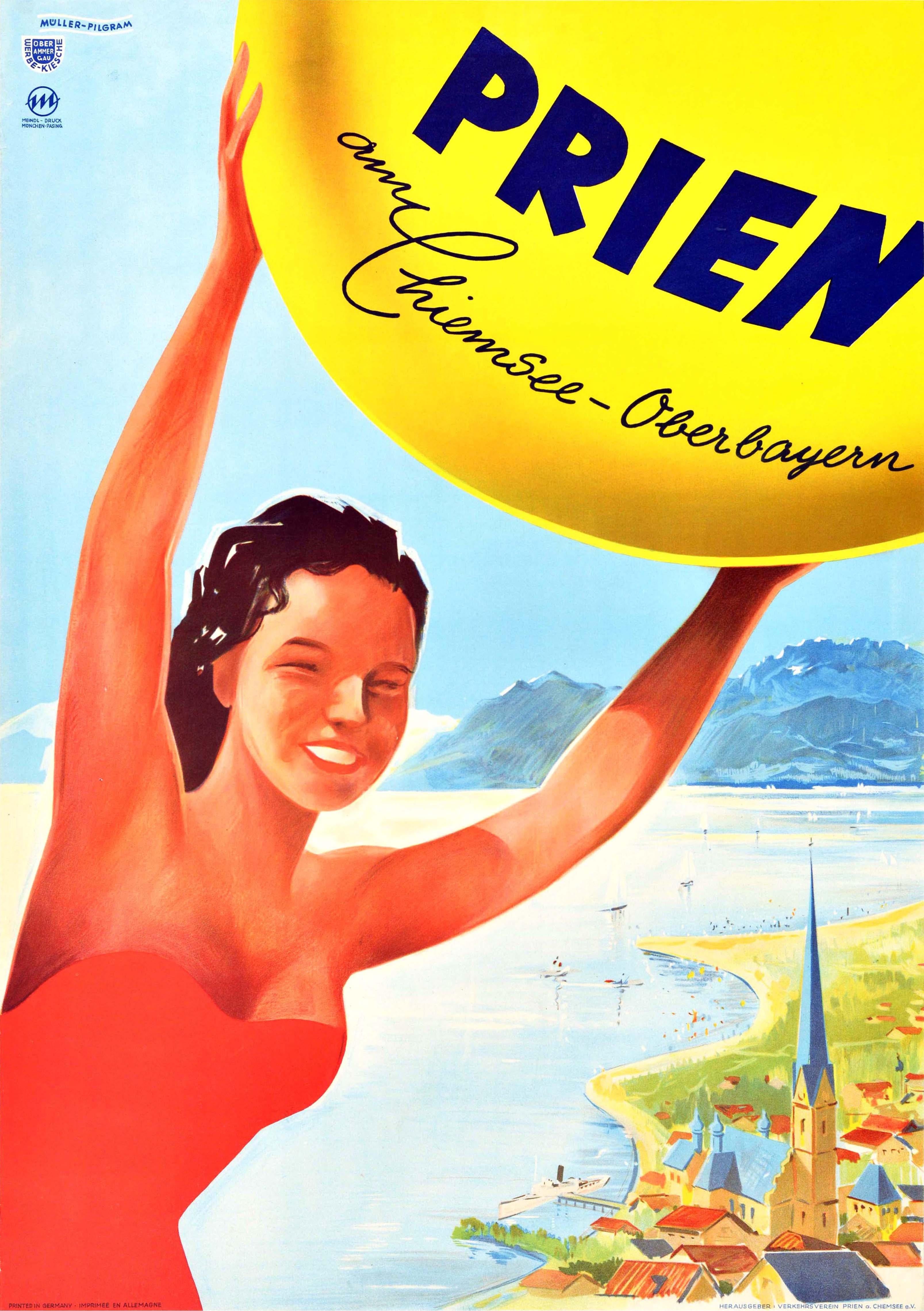 Muller-Pilgram Print - Original Vintage Travel Poster Prien Am Chiemsee Lake Health Spa Bavaria Germany