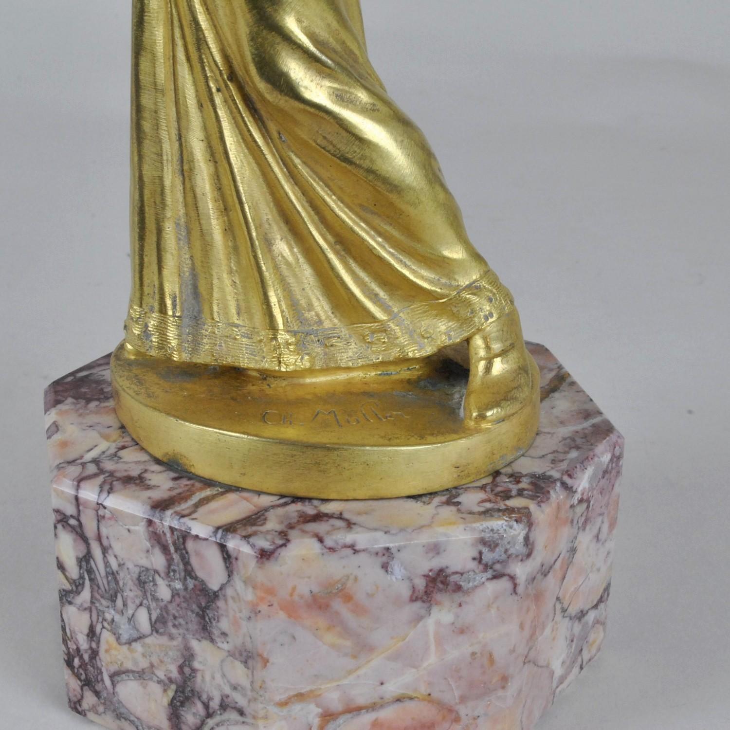 Muller, Priestess, Gilt Bronze Signed, Late 19th Century Early 20th Century For Sale 6
