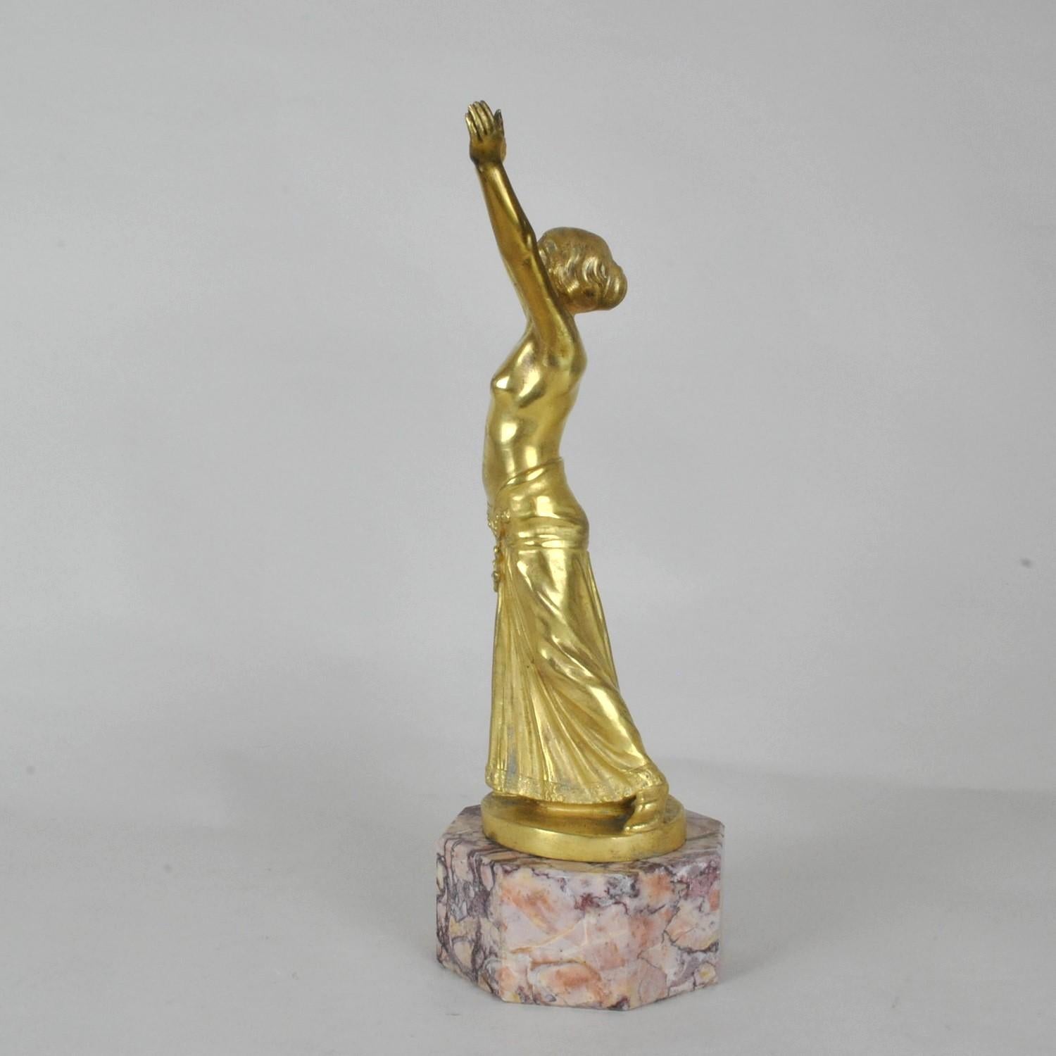 Art Nouveau Muller, Priestess, Gilt Bronze Signed, Late 19th Century Early 20th Century For Sale