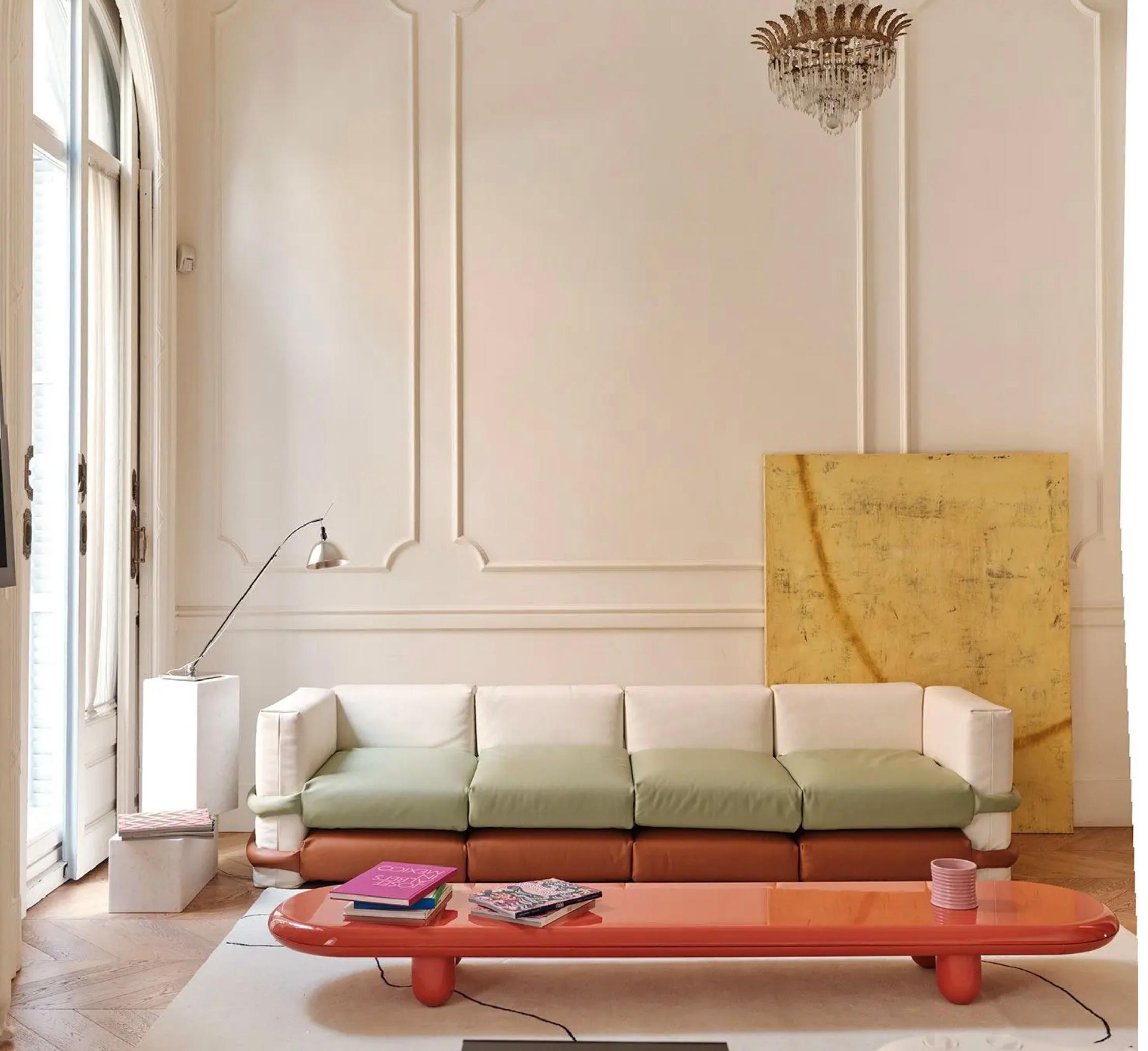 Müller van Severen  Viersitzer-Sofa aus Leder für Bd Barcelona, Kissen im Angebot 7