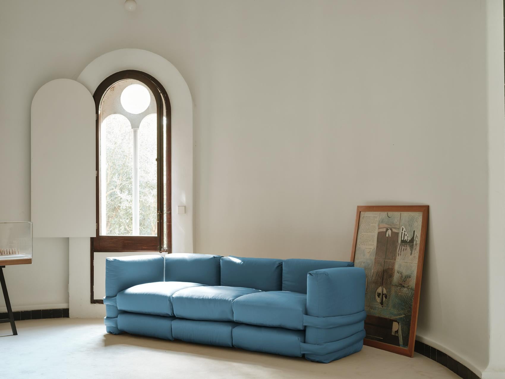 Canapé deux places Muller Van Severen, coton, bleu clair en vente 10