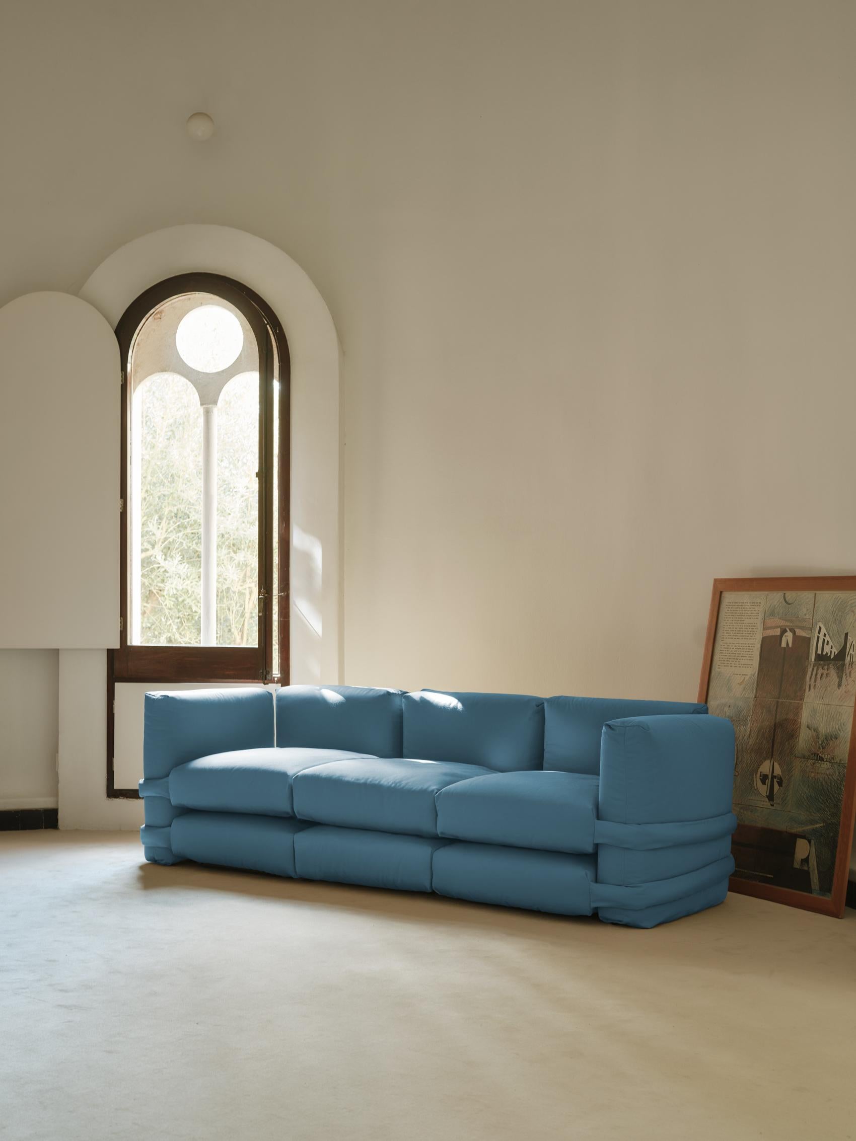 Canapé deux places Muller Van Severen, coton, bleu clair en vente 11