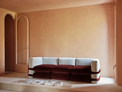 Muller Van Severen, Divano con cuscino, Maharam, Borgogna e grigio, Modulo individuale