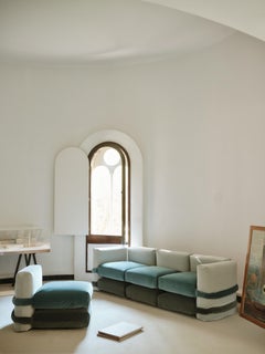 Muller Van Severen, Sofá Almohada, Maharam, Gris y Azul, Cuatro plazas