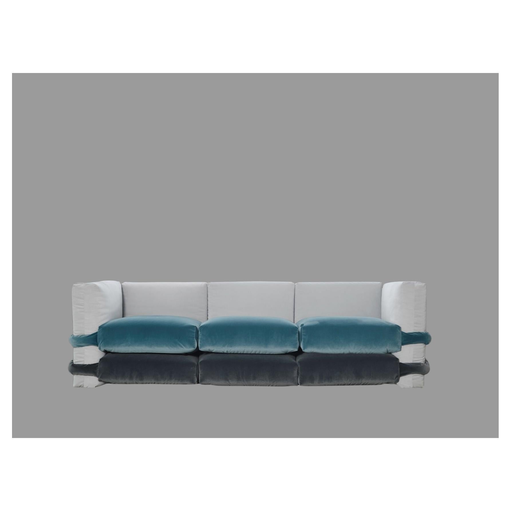 Muller Van Severen, Pillow Sofa, Maharam, Grey and Blue, Three-Seater