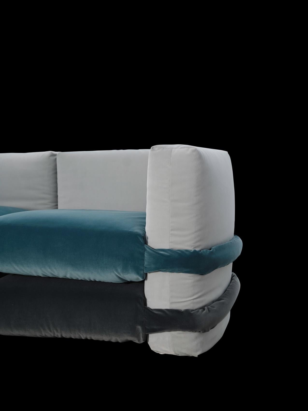 Muller Van Severen, Divano con cuscino, Maharam, grigio e blu, a due posti in vendita 6