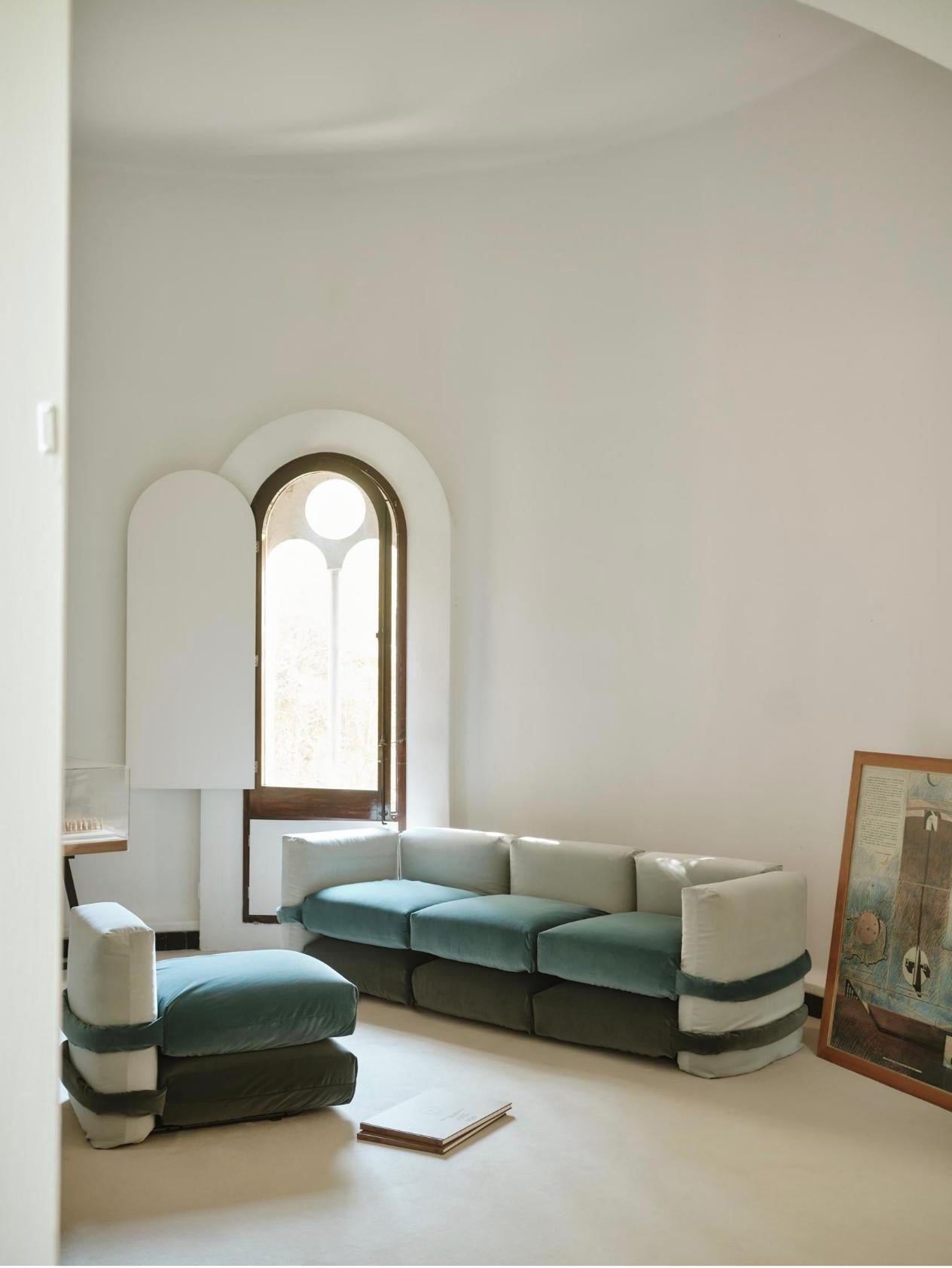 Mid-Century Modern Canapé modulaire en velours Muller Van Severen pour Bd Barcelona en vente