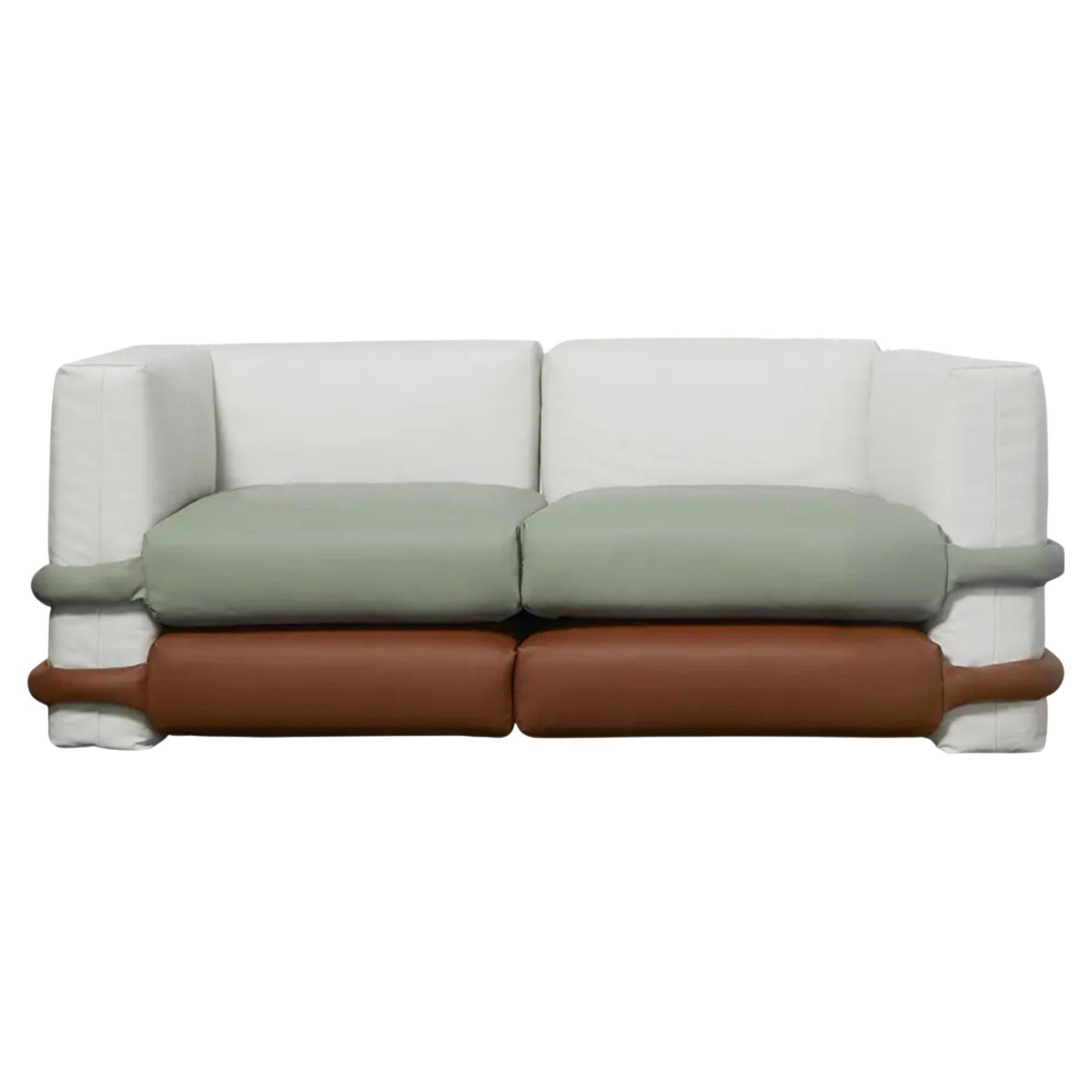 Muller Van Severen Zweisitzer-Kissen-Sofa aus Leder für Bd Barcelona