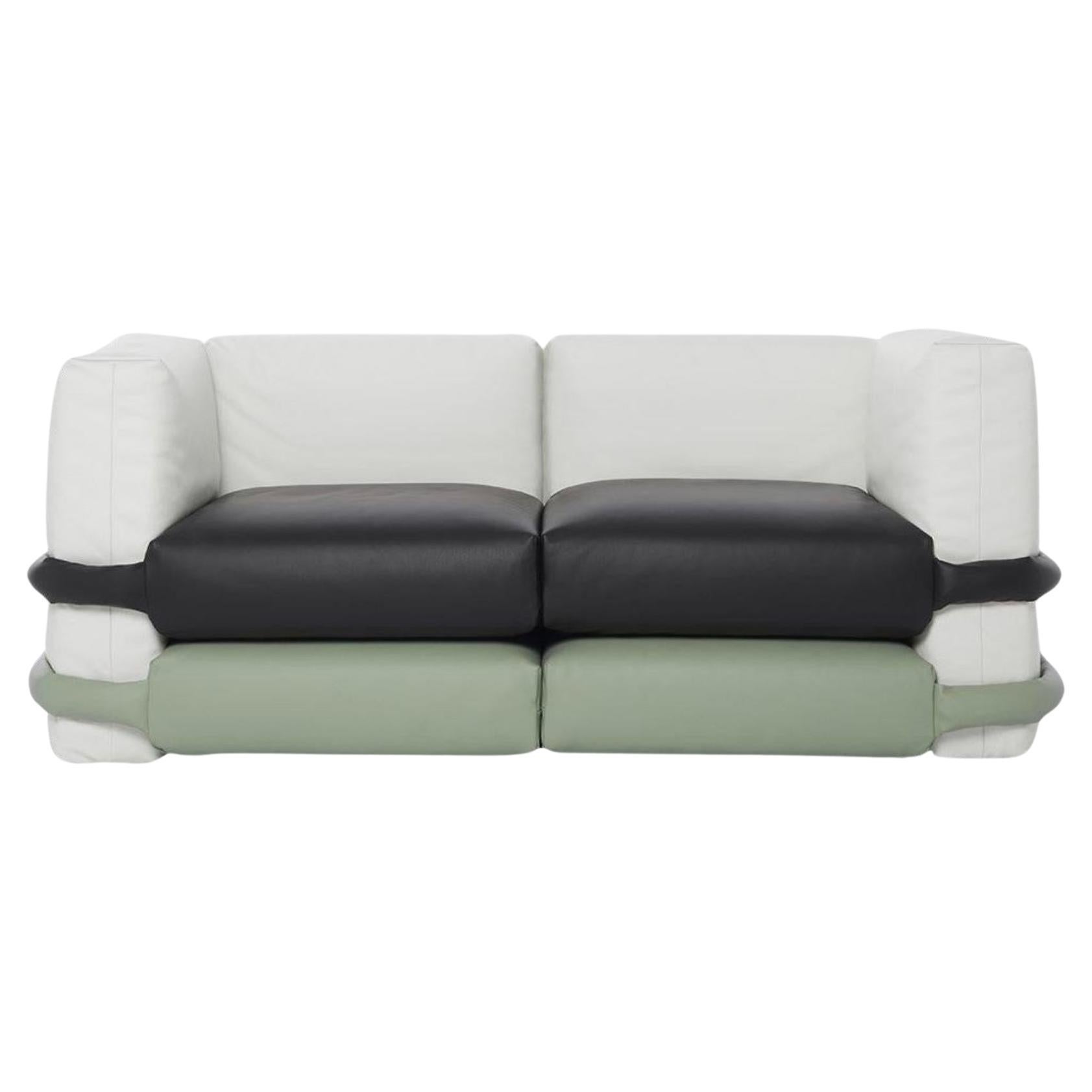 Muller Van Severen Zweisitzer-Kissen-Sofa aus Leder für Bd Barcelona