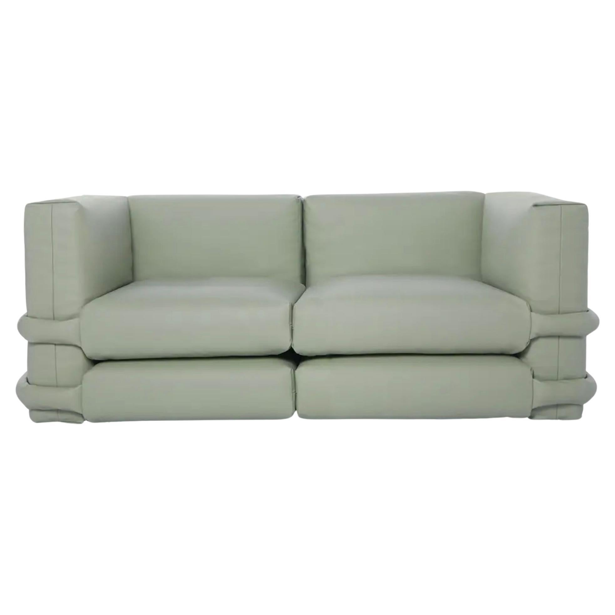 Muller Van Severen Zweisitzer-Kissen-Sofa aus Leder für Bd Barcelona
