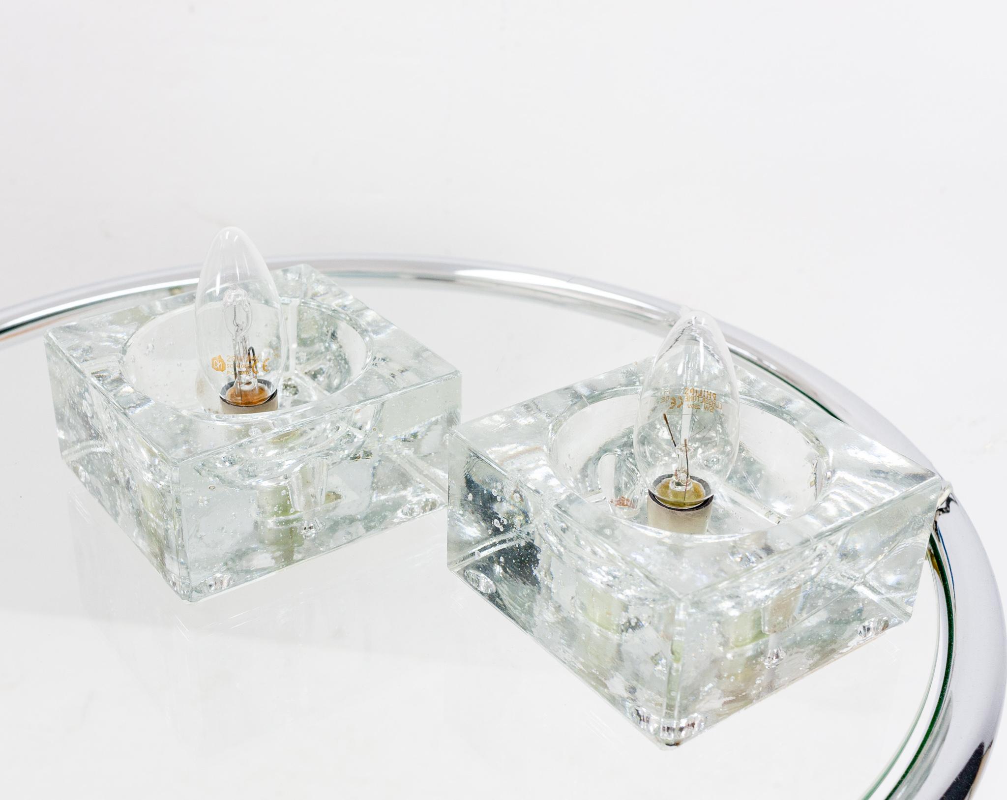 Mid-Century Modern Müller & Zimmer Cubic Chrystal Wall Ceiling Ore Table Lamps