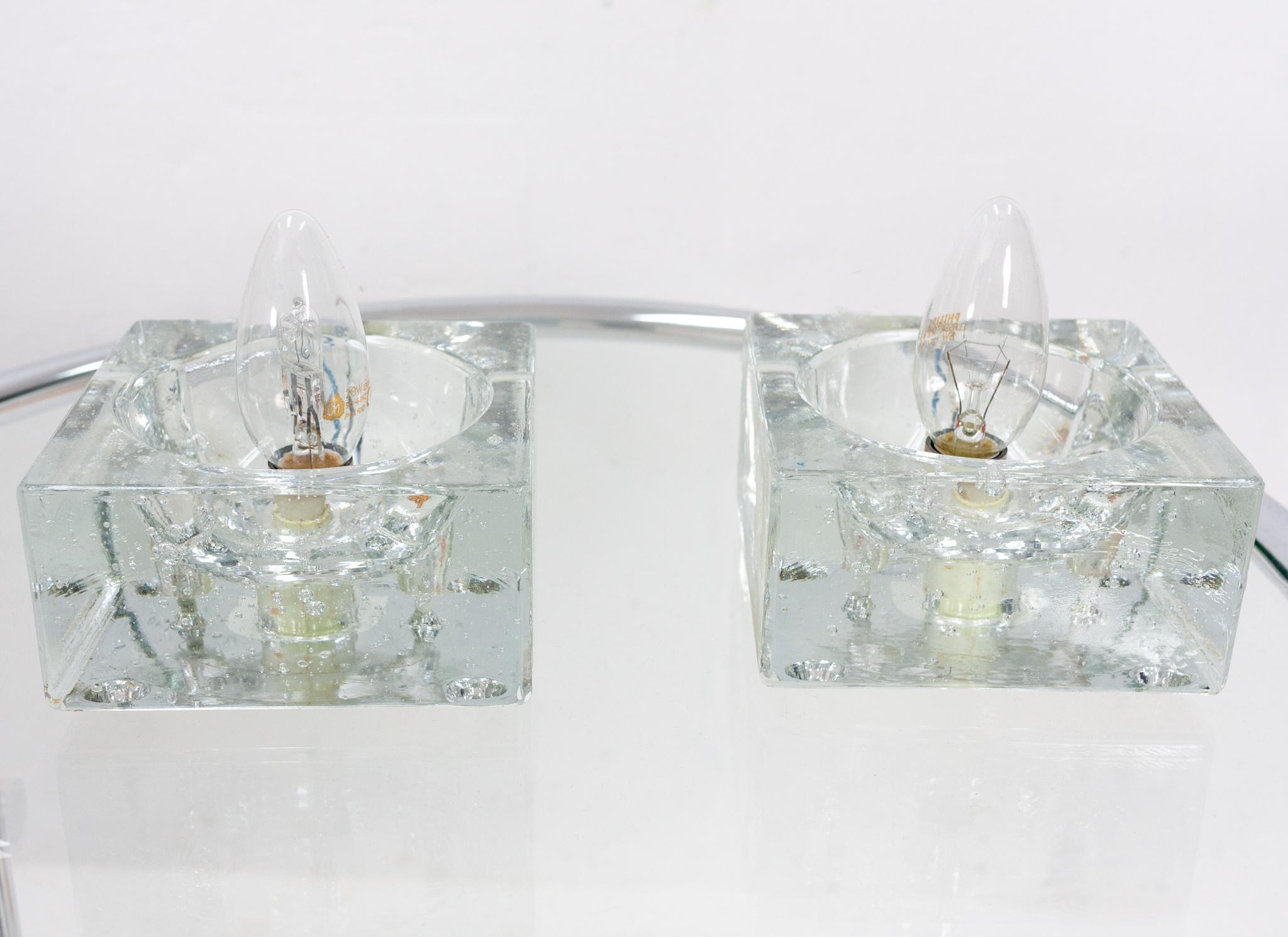 Mid-20th Century Müller & Zimmer Cubic Chrystal Wall Ceiling Ore Table Lamps