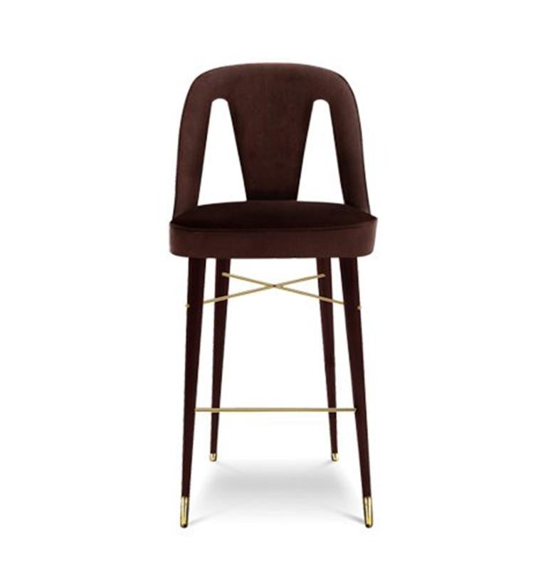 Portuguese Mulligan Bar Chair with Polished Brass For Sale