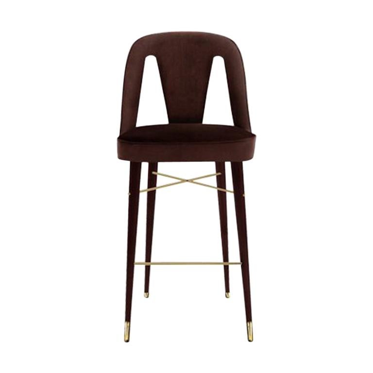 Mulligan Bar Chair with Polished Brass For Sale