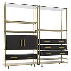 Mulligan Bookcase in Brass and Smoked Glass by Essential Home