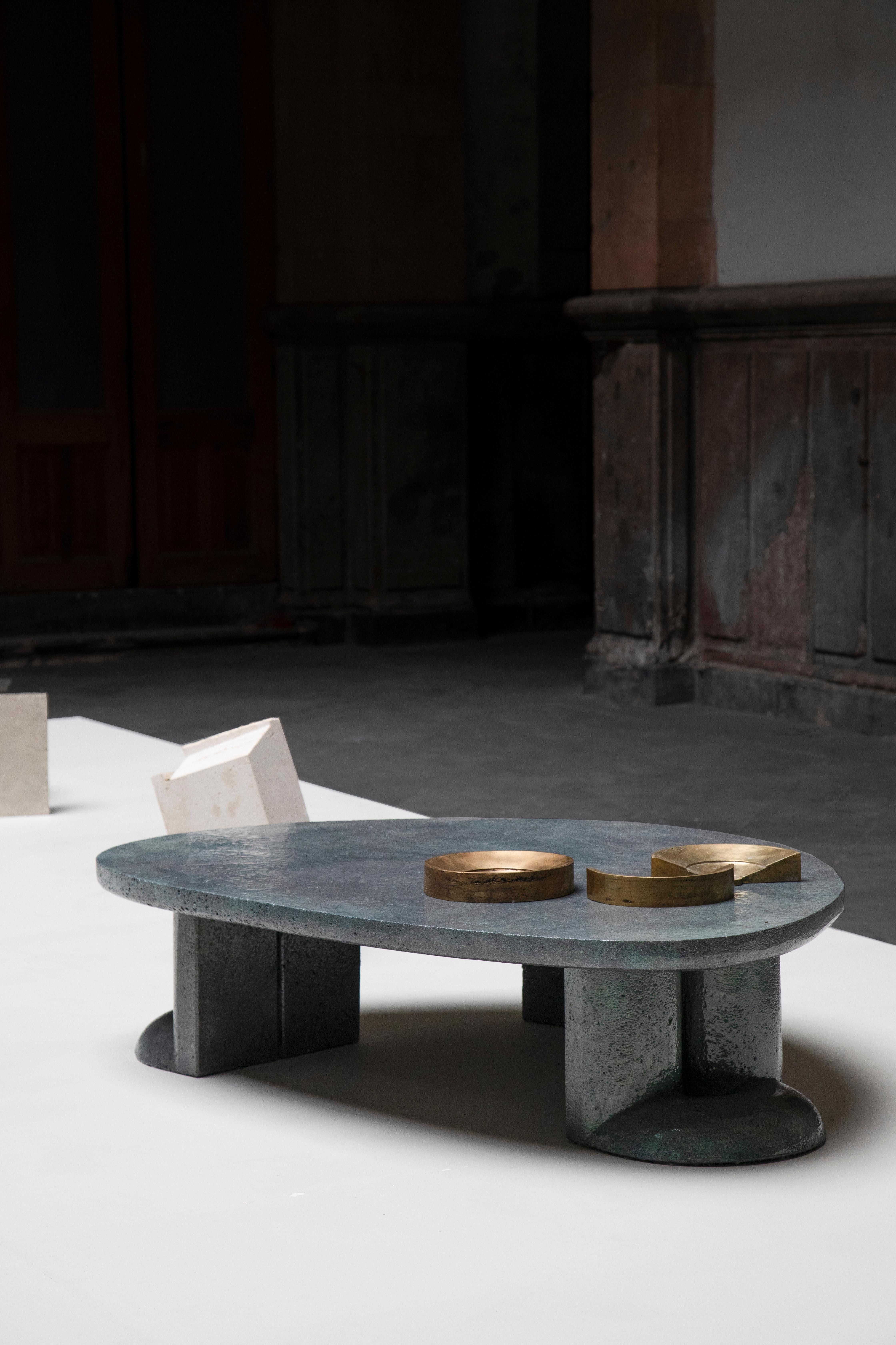 Contemporary Hand Carved Lava with Ceramic Glaze Mullunu Coffee Table by Ian Felton  For Sale
