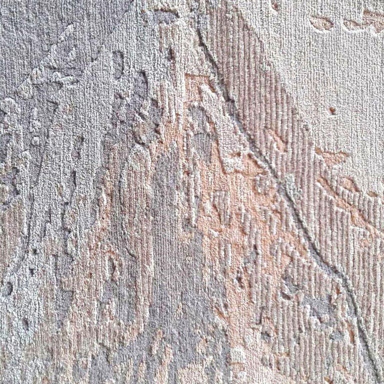 White Contemporary Rug for Living room Wool Blendsilk Multani Clay