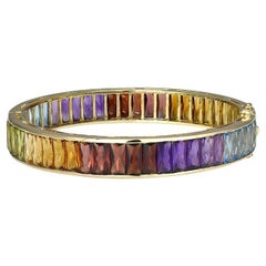 Multcolor Gemstone Rainbow Bangle Bracelet