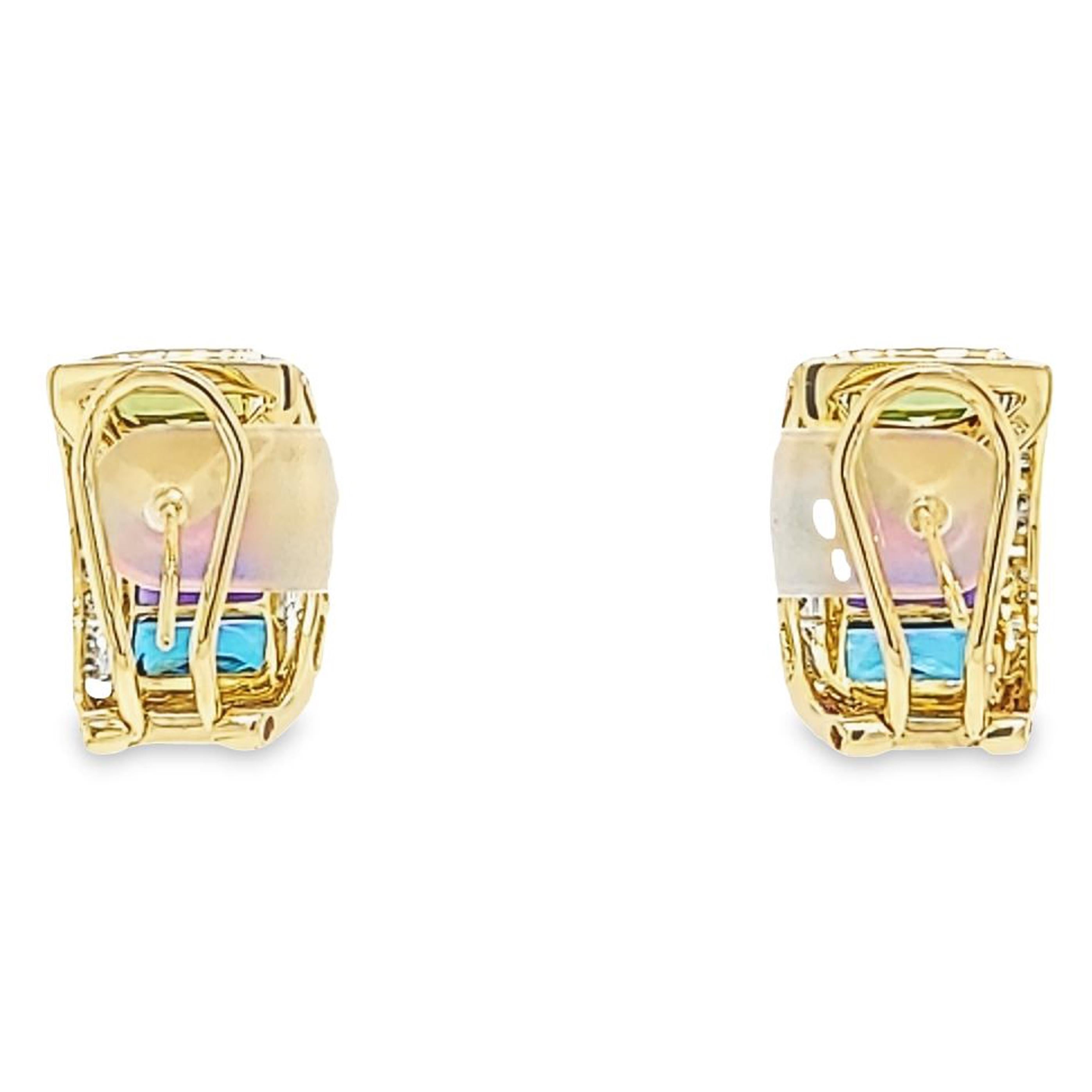 Women's Multcolor Gemstone Rainbow Half Hoop Earrings