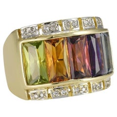 Multcolor Gemstone Rainbow Ring