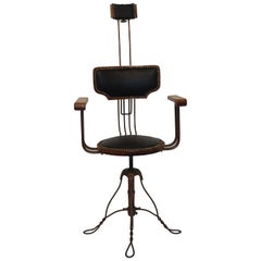 Antique Multi Adjustable Barber's Chair, American Early 20th Century